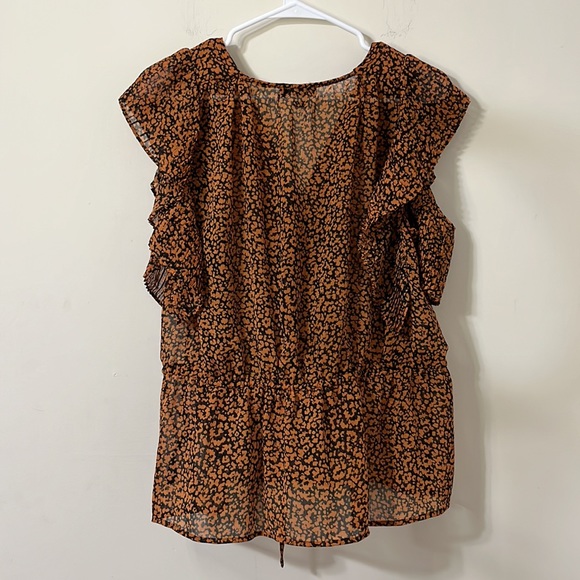 Topshop Animal Print Sheer Plisse Top Size 6 - Picture 8 of 8